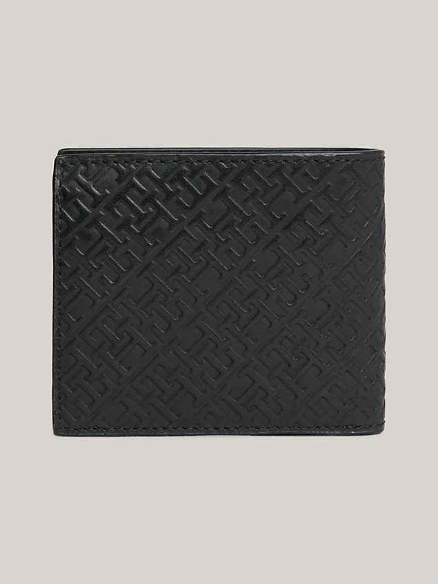 black th monogram card and coin wallet for men tommy hilfiger