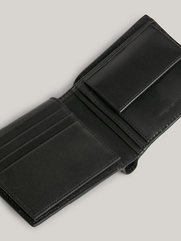 black th monogram creditcard- en muntportemonnee voor heren - tommy hilfiger