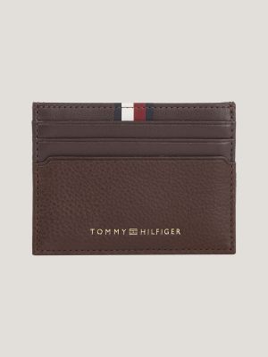 Signature Premium Leather Credit Card Holder BROWN Tommy Hilfiger