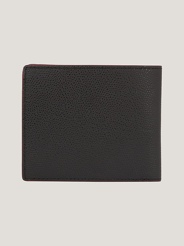 black leather bifold credit card and coin wallet for men tommy hilfiger