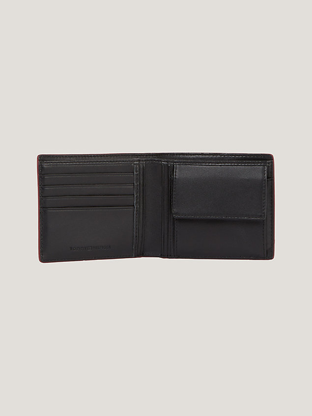 black leather bifold credit card and coin wallet for men tommy hilfiger