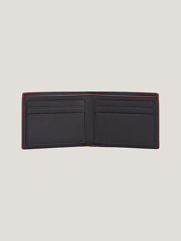 black leather pebble grain bifold wallet for men tommy hilfiger
