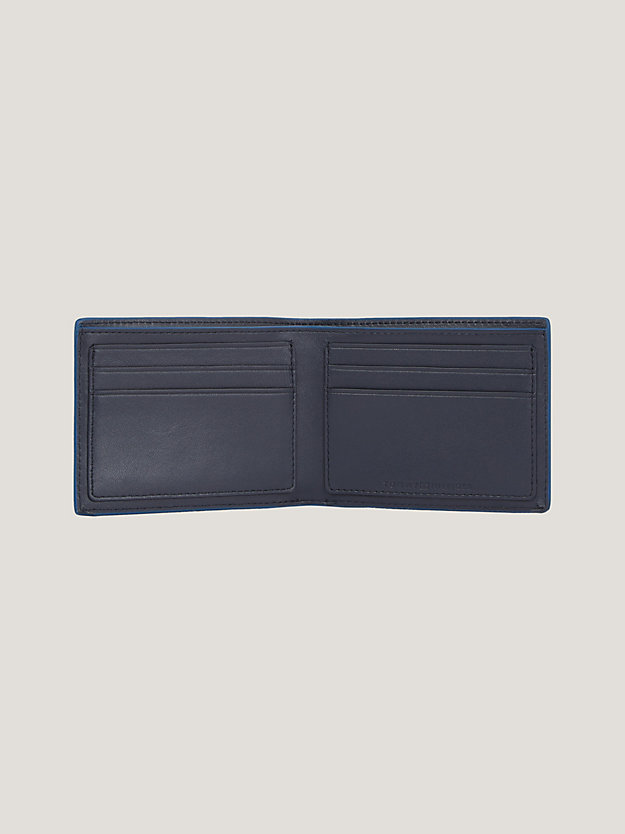 blauw bifold portemonnee van gegranuleerd leer voor heren - tommy hilfiger