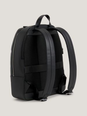 Tommy Hilfiger th Monogram-Embossed Leather Backpack - Black