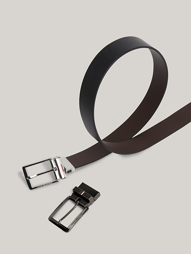 black double buckle leather belt gift set for men tommy hilfiger
