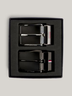 Double Buckle Leather Belt Gift Set Black Tommy Hilfiger