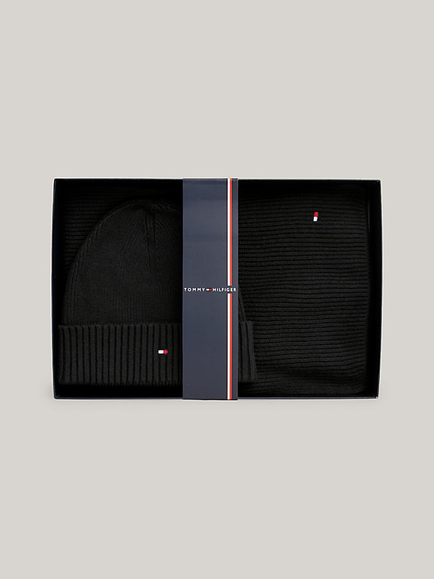 black flag embroidery beanie and scarf gift set for men tommy hilfiger
