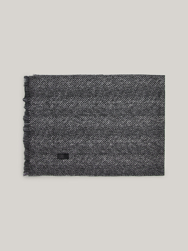 grey herringbone scarf and ribbed beanie gift set for men tommy hilfiger