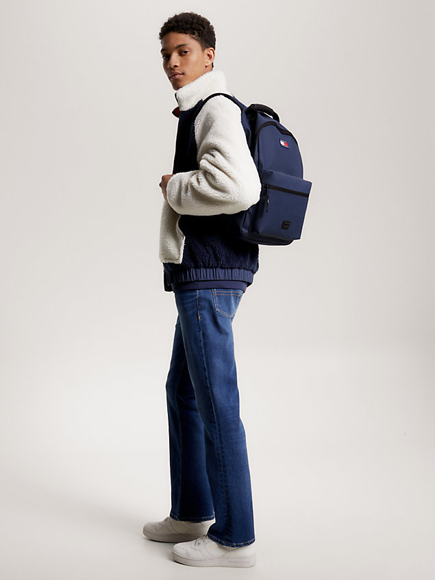 blue rucksack mit badge für herren - tommy jeans
