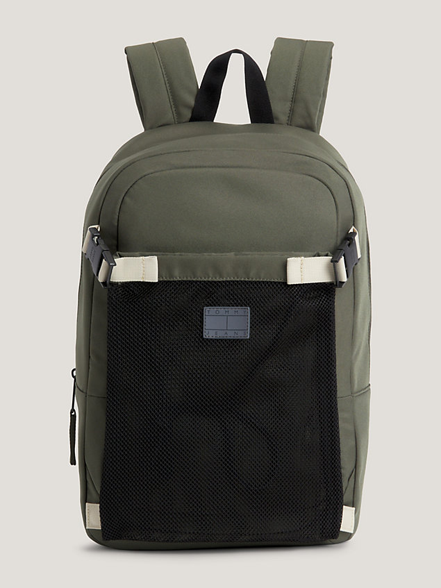 green 2-in-1 recycled hybrid backpack for men tommy jeans