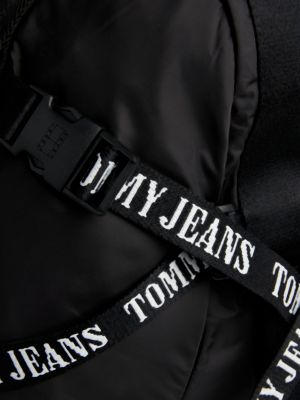 black heritage elevated recycled backpack for men tommy jeans