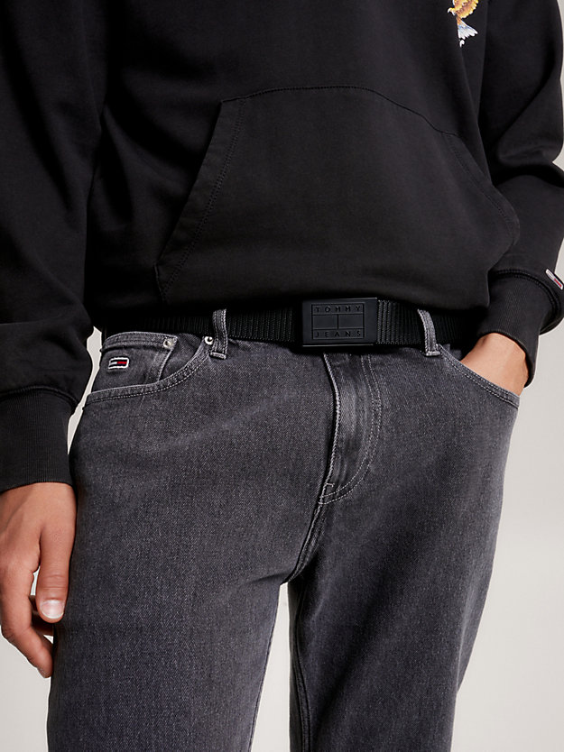 cintura tommy jeans item in tessuto nero da uomo tommy jeans