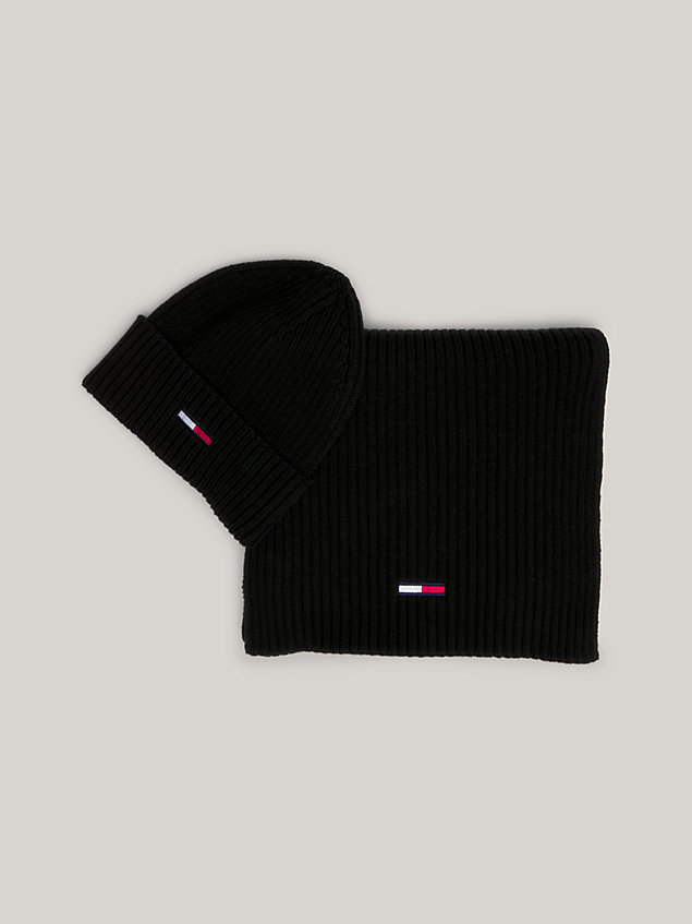 black flag embroidery beanie and scarf gift set for men tommy jeans