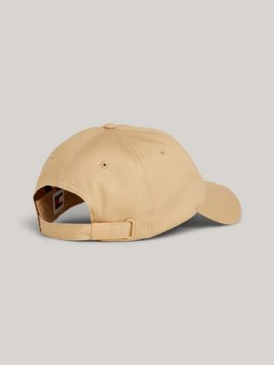 beige baseball-cap mit verlängerter flag-stickerei für herren - tommy jeans