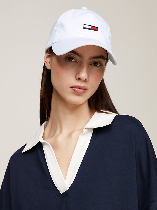 white flag embroidery cap for men tommy jeans