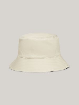 beige fischerhut mit aufgestickter flag für herren - tommy jeans