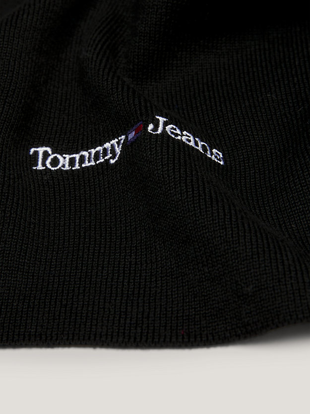 black logo embroidery scarf for men tommy jeans