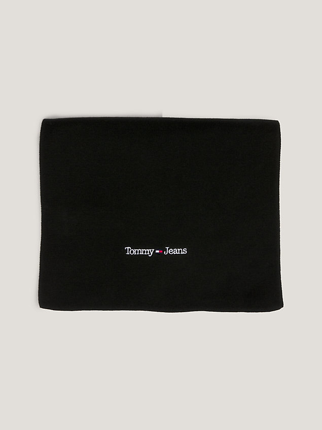 black sjaal met geborduurd logo voor heren - tommy jeans