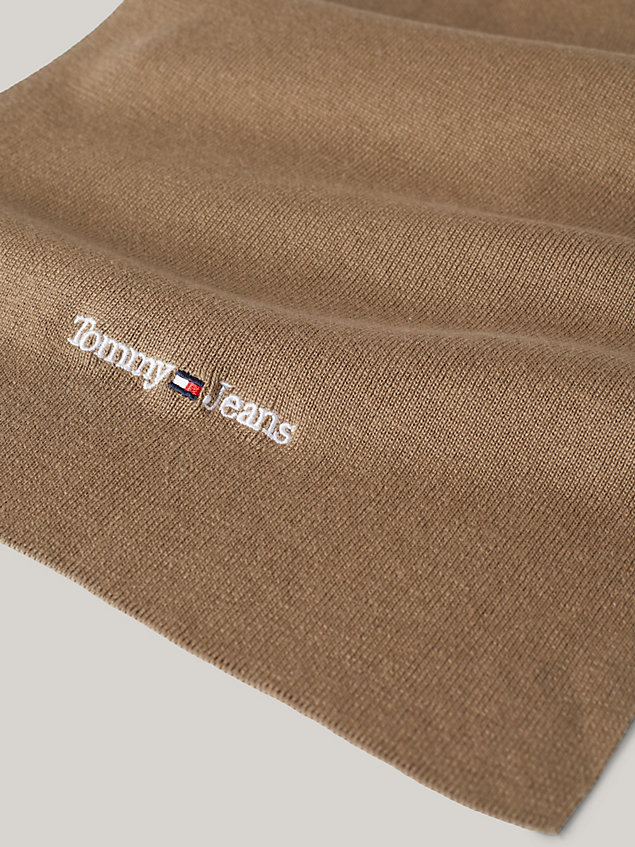 brown logo embroidery scarf for men tommy jeans