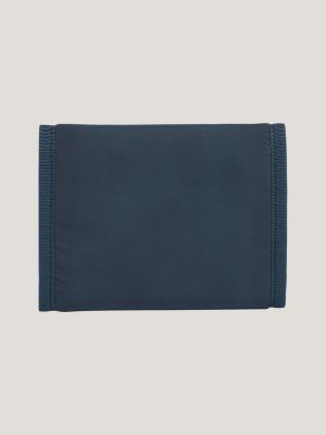 blue heritage badge trifold recycled wallet for men tommy jeans