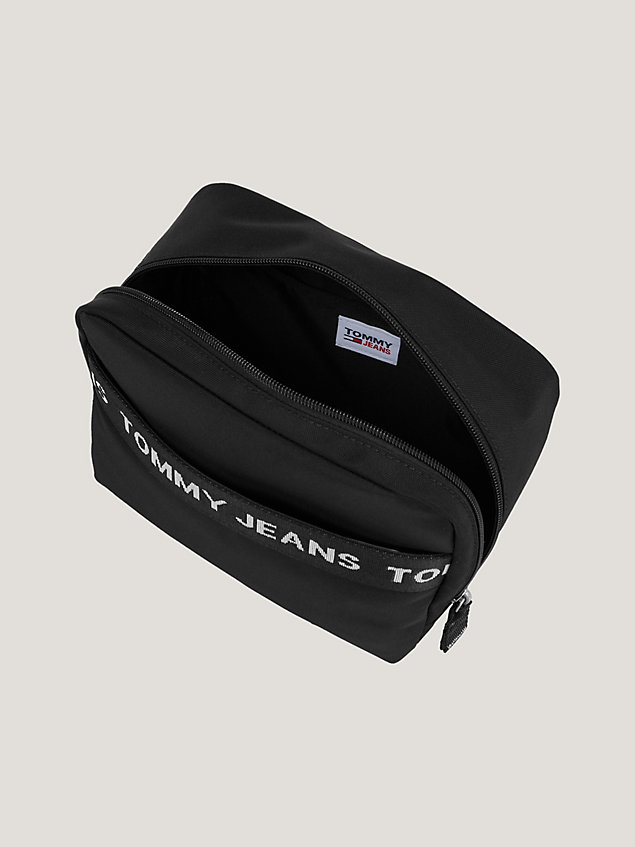 black essential repeat logo recycled washbag for men tommy jeans