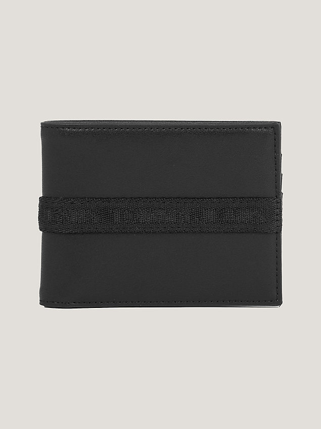 black essential repeat logo credit card wallet for men tommy jeans