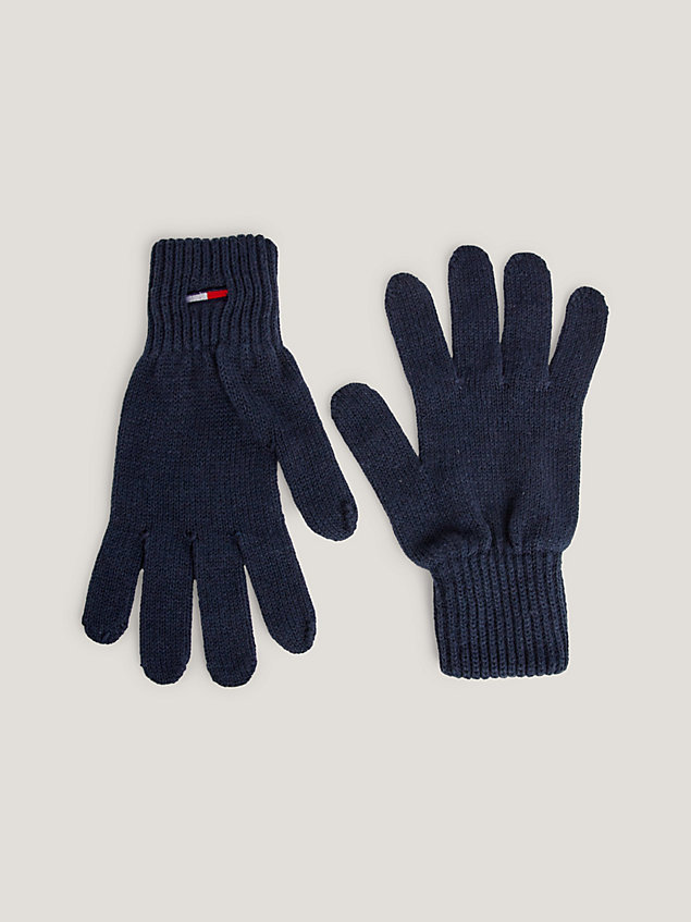 blue flag embroidery gloves for men tommy jeans