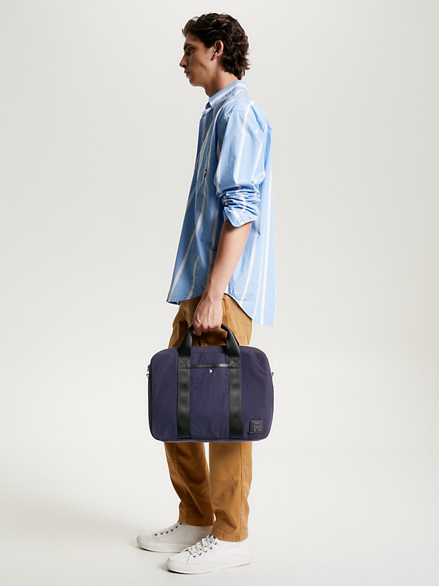 blue slim laptop bag for men tommy hilfiger