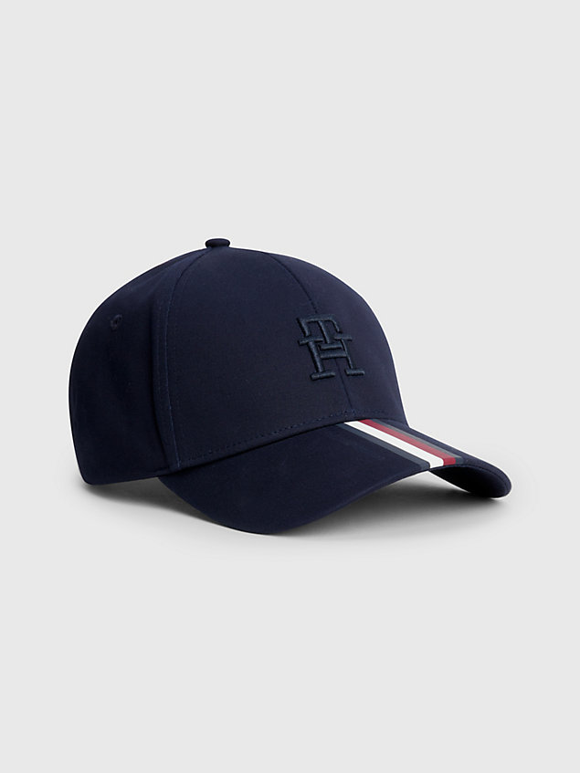 blue th monogram signature baseball cap for men tommy hilfiger