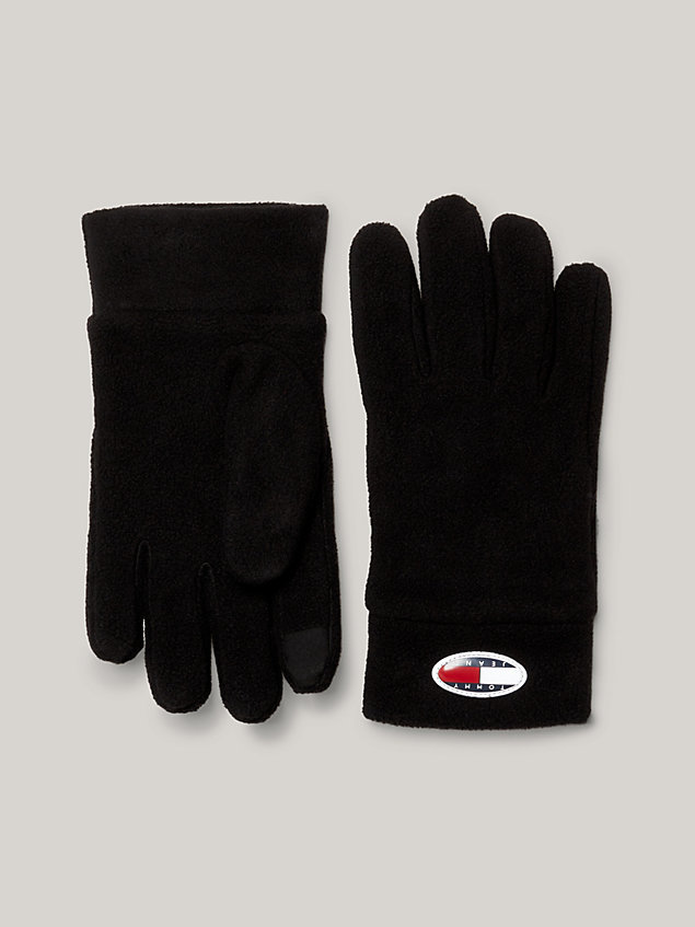 black skater-handschuhe mit reflektierendem logo für herren - tommy jeans