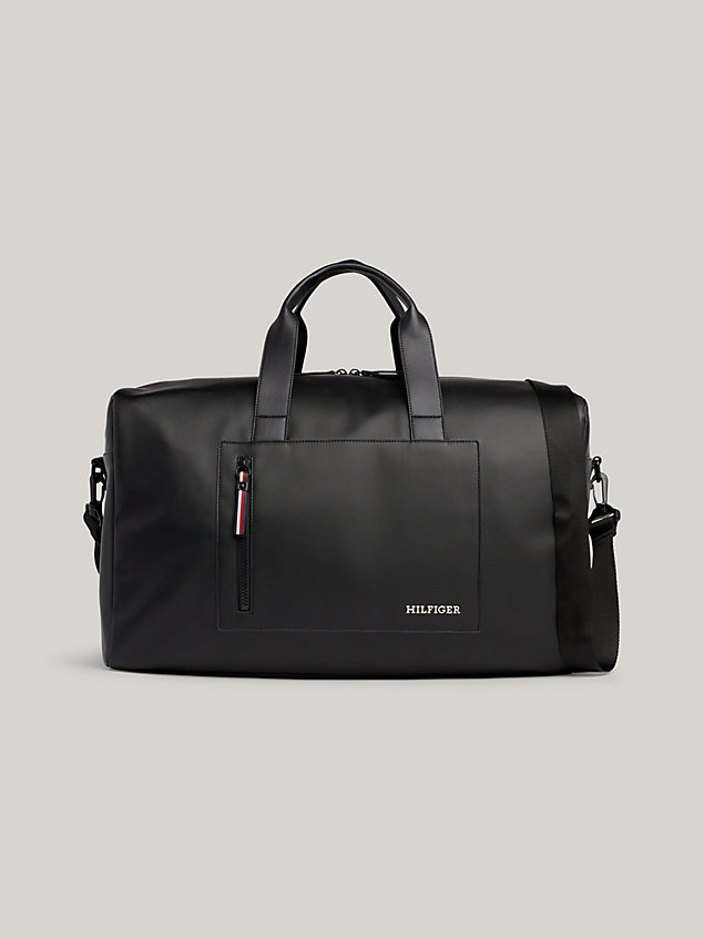 black pique textured medium duffel bag for men tommy hilfiger