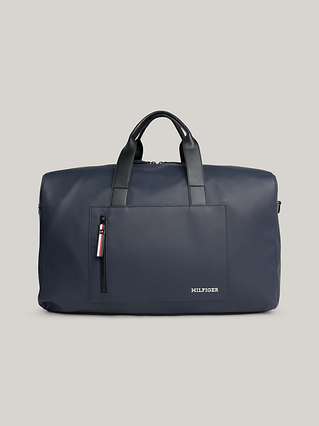 blue pique textured medium duffel bag for men tommy hilfiger