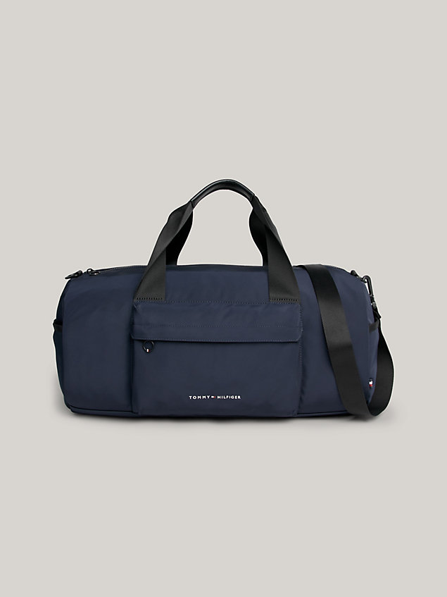 blue double zip logo duffel bag for men tommy hilfiger
