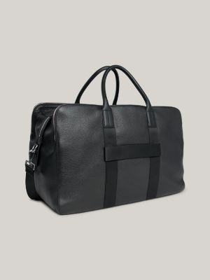 Premium Leather Signature Tape Duffel Bag Black Tommy Hilfiger