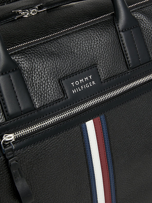 Premium Leather Signature Tape Duffel Bag | Black | Tommy Hilfiger