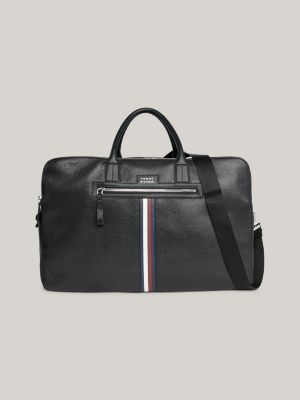 sac duffle premium leather emblématique black pour hommes tommy hilfiger
