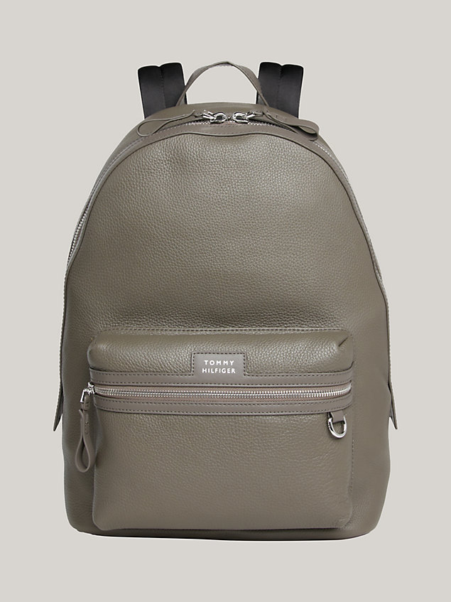 grey premium leather backpack for men tommy hilfiger