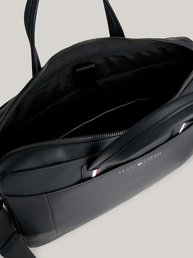 black signature laptop bag for men tommy hilfiger