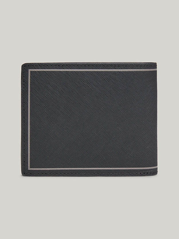 black leather logo bifold wallet for men tommy hilfiger