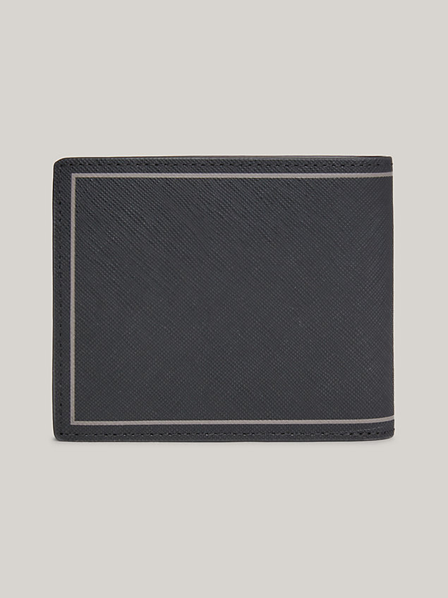 black leren bifold portemonnee met logo voor heren - tommy hilfiger