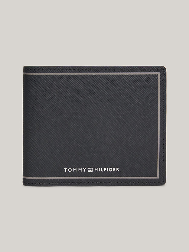 black leather logo bifold wallet for men tommy hilfiger