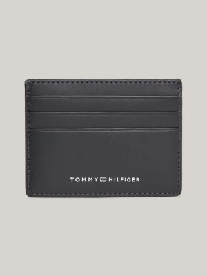 Leather Logo Credit Card Holder Black Tommy Hilfiger