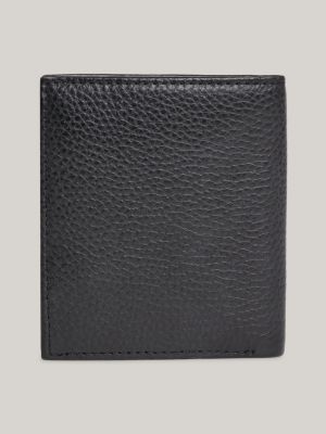 Leather Logo Trifold Wallet, Black