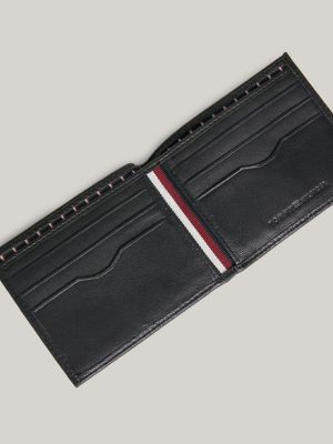 Leather Bifold Small Credit Card Wallet, Black