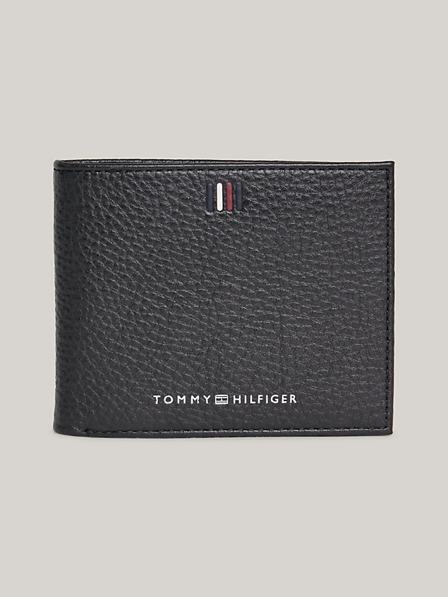 black leather bifold small credit card wallet for men tommy hilfiger