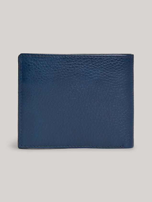 blue leather logo card and coin wallet for men tommy hilfiger