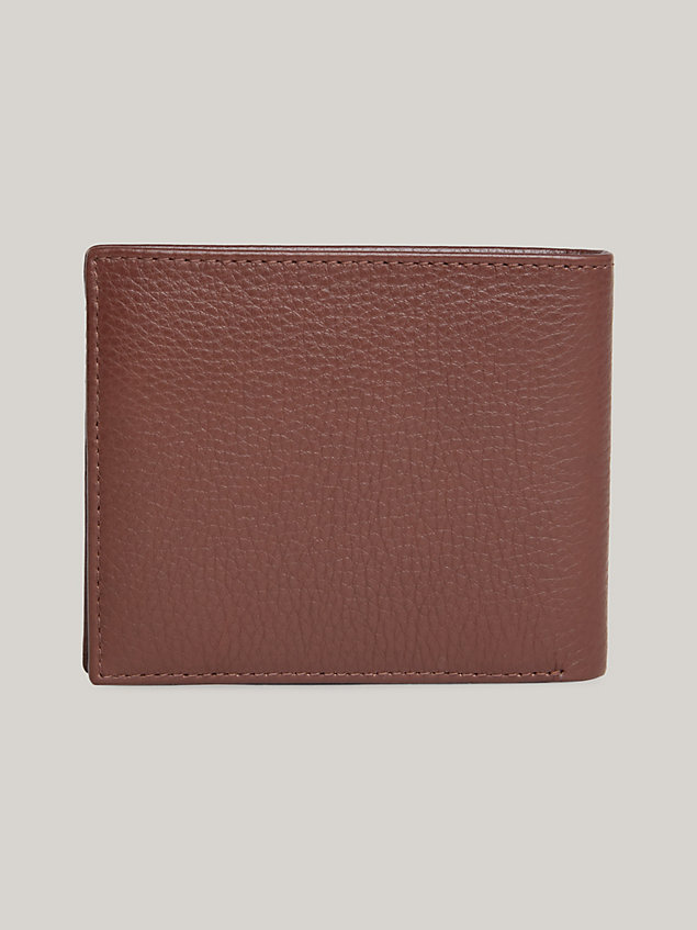brown leather logo card and coin wallet for men tommy hilfiger