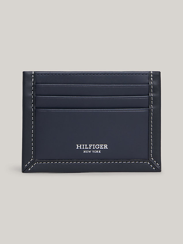 blue prep classics leather credit card holder for men tommy hilfiger