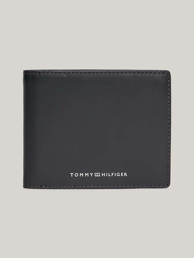 black leather coin and credit card wallet for men tommy hilfiger