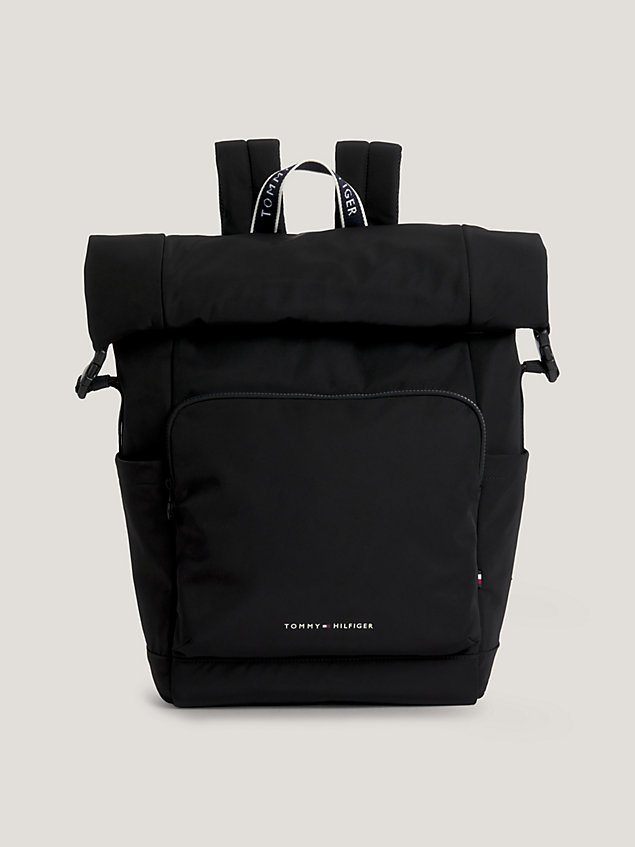 black logo roll-top backpack for men tommy hilfiger